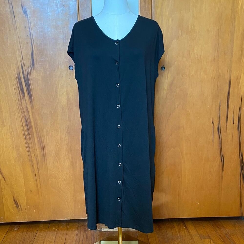 Black Maternity Labor Delivery Postpartum Nursing Night Gown Hospital Snaps Soft